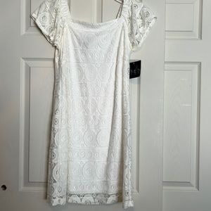 White Lace, above the knee, bell sleeve, Size M